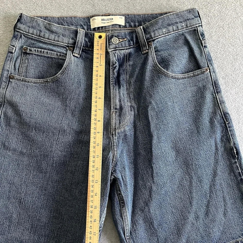 Hollister Y2K Denim Carpenter Shorts Mens 32 Distressed Vtg Baggy Jean Skater - Picture 5 of 12